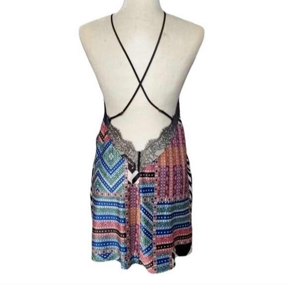 Victoria's Secret Black Lace-Trimmed Patterned Slip
